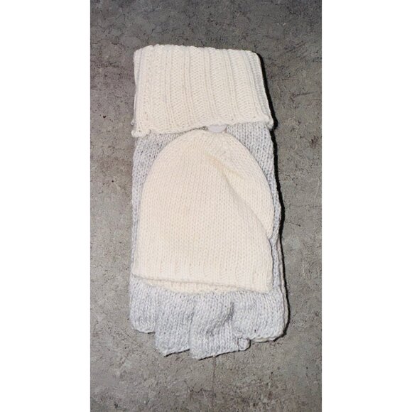 Siizu Cozy Convertible Mittens Womens Cream and Gray Knitted 100% Polyester - Picture 5 of 7